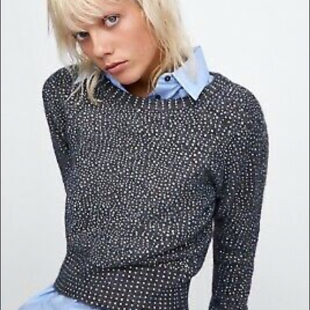 ZARA GREY GRAY JEWEL BEADED SWEATER NWT SMALL